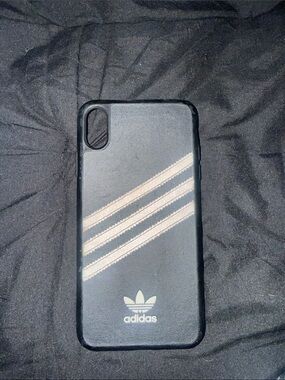 Adidas Black Phone Case with white Stripes